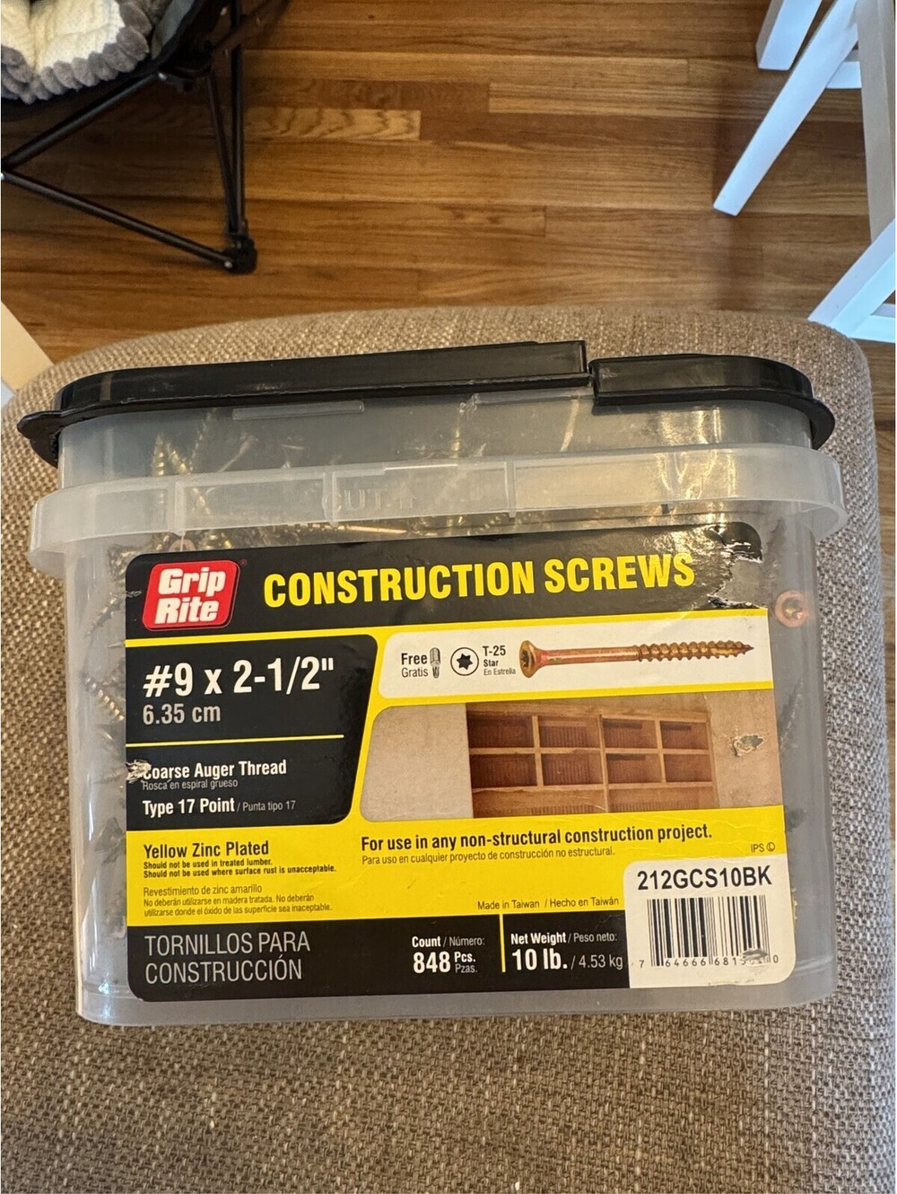 Grip-Rite #9 x 2-1/2 in. Construction Screws, 10 lb. Box, Yellow Zinc